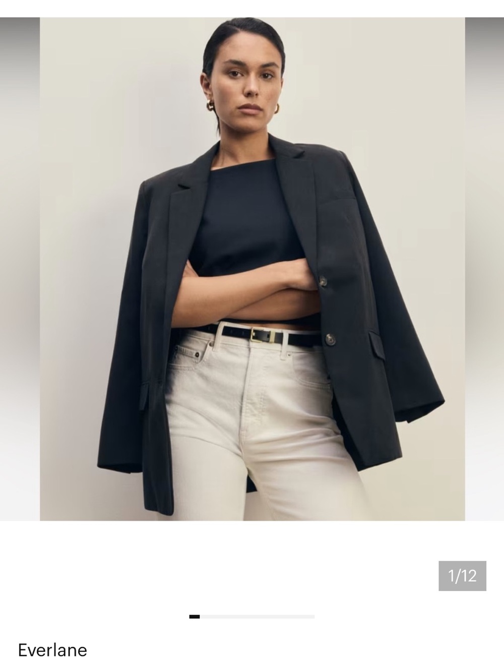 Everlane Black Oversized Blazer Jacket with Relaxed Fit Size 2